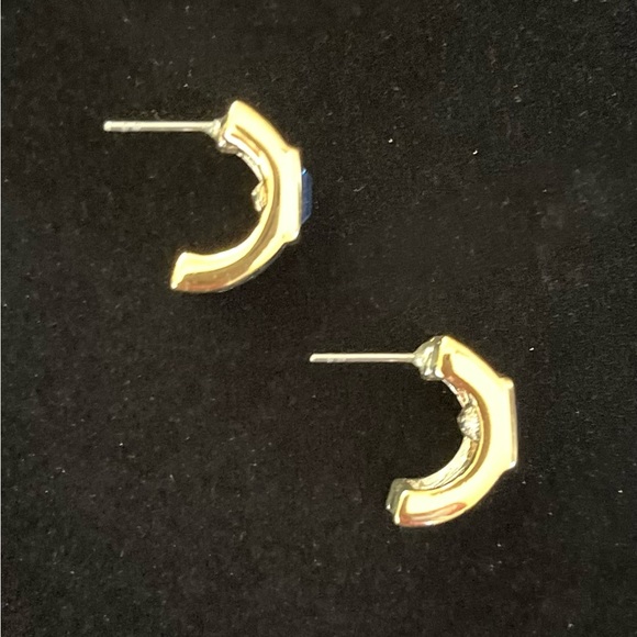 Double Toned Faux Sapphire Earrings - Picture 4 of 5